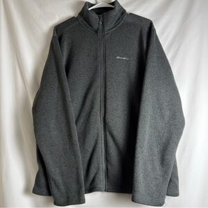 Eddie Bauer men’s Dark Gray Fleece Sweater Full Zip Size Large Polyester